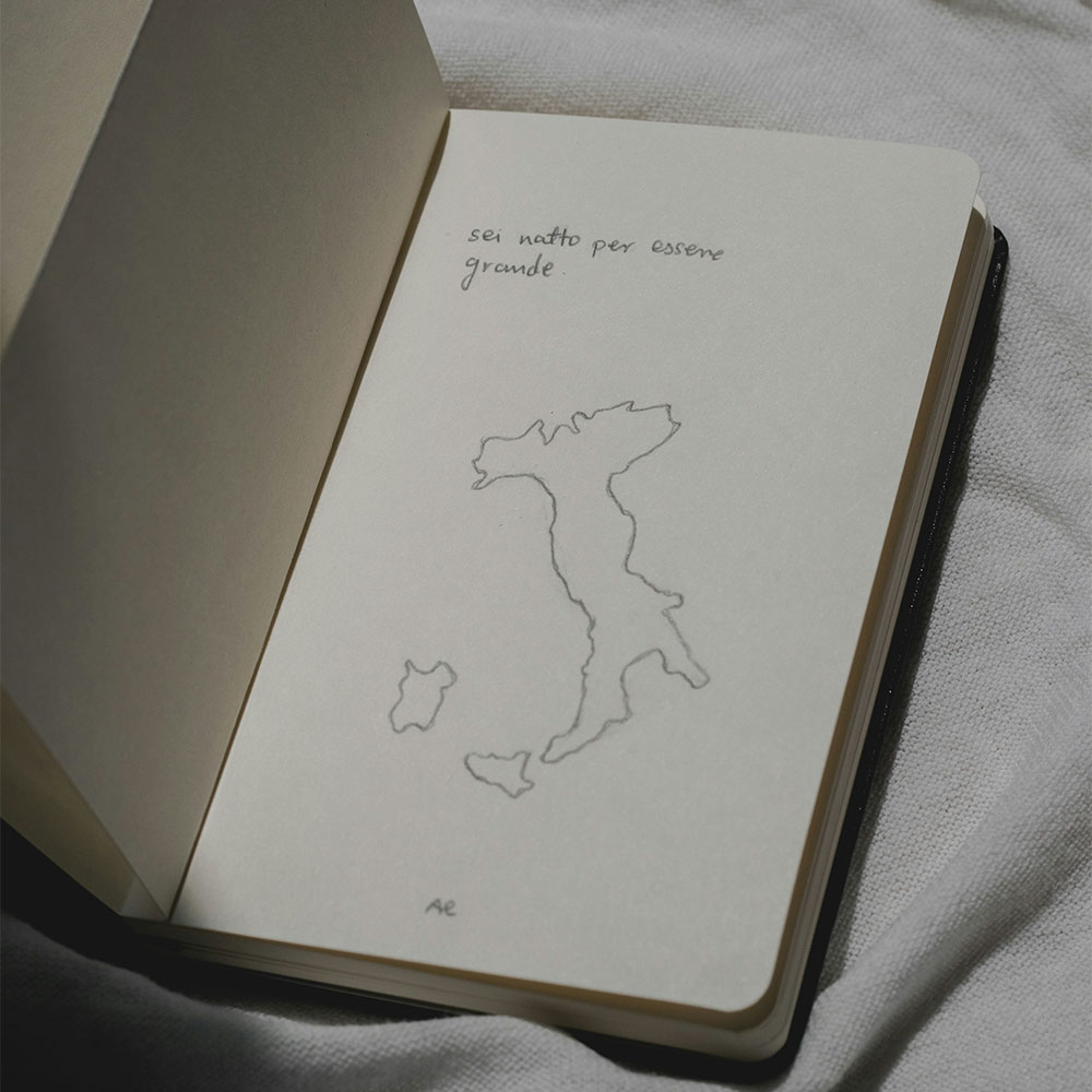 Illustrated map of Italy in a journal with italy packing list notes showing checklist for italy trip planning and travel preparation
